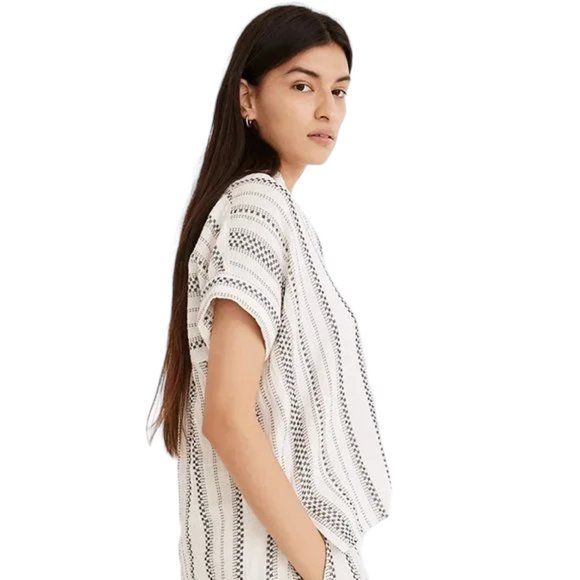 MADEWELL Lightspun Lakeline Popover Shirt in Jacquard Stripe - Picture 3 of 11